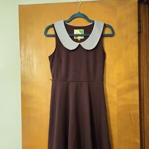 Fervour Anthropologie Dark Purple Sleeveless Collared Dress Size M